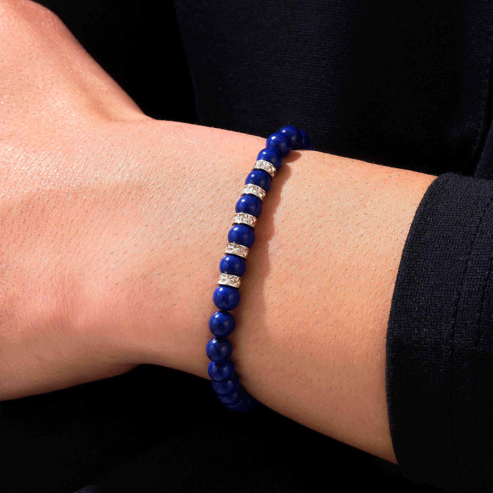 Minimal Pyramid Lapis Lazuli Beaded Bracelet