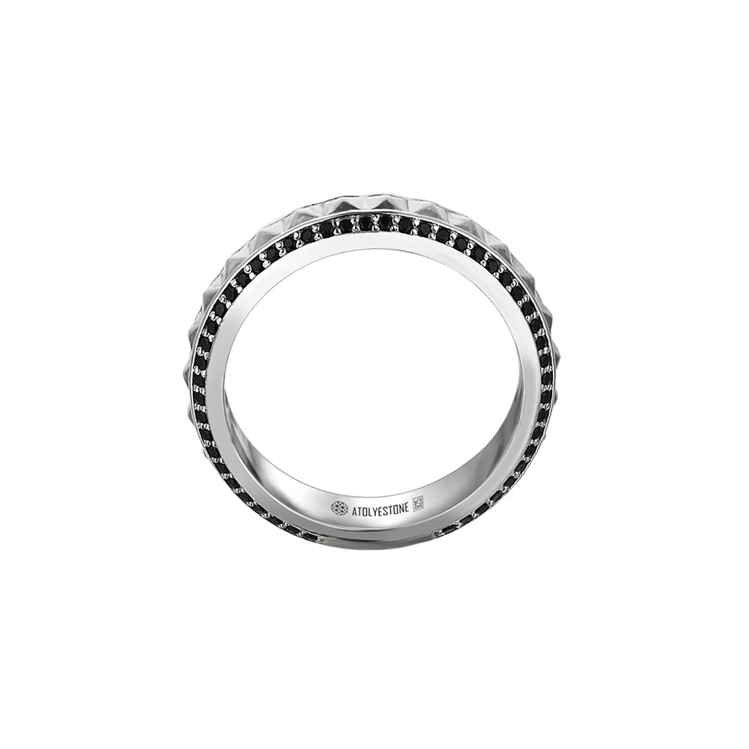 Minimal Pyramid Pave Ring in Silver
