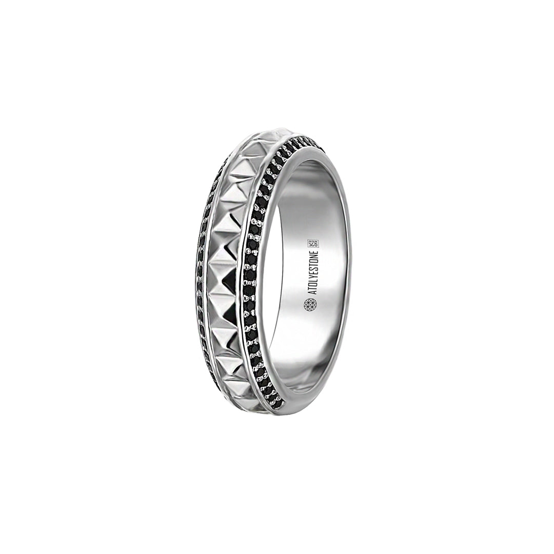 Minimal Pyramid Pave Ring in Silver