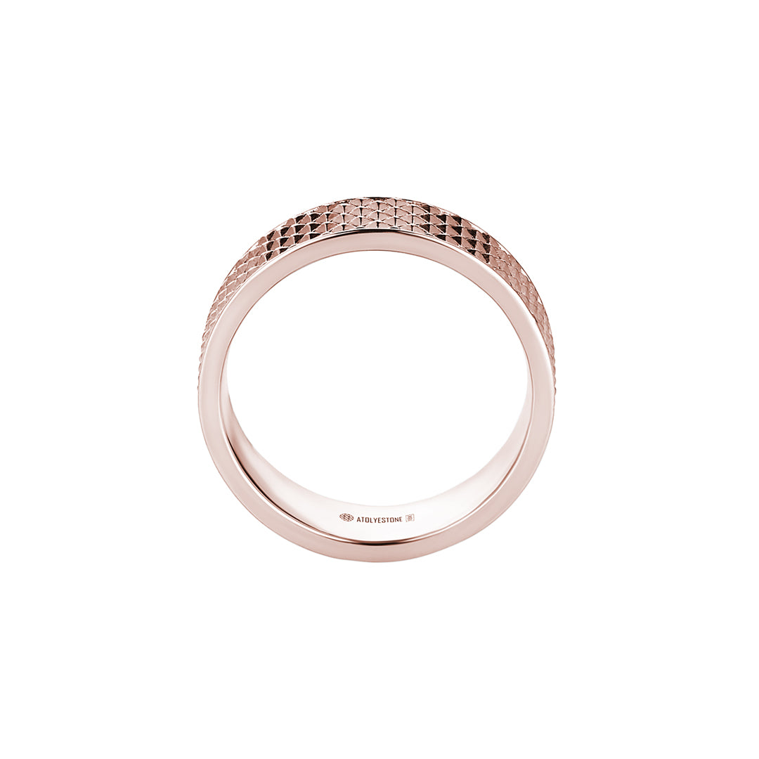Men's 6.50mm Pyramid Wedding Band in Solid Rose Gold