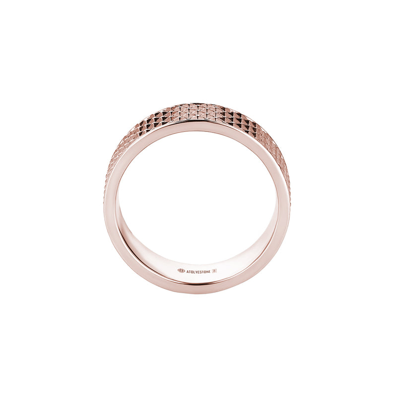Men's 6.50mm Pyramid Wedding Band in Solid Rose Gold