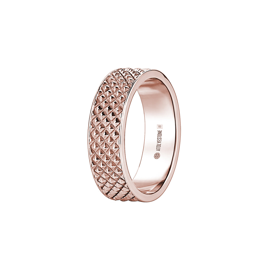 Men's Real Rose Gold Pyramid Band Ring