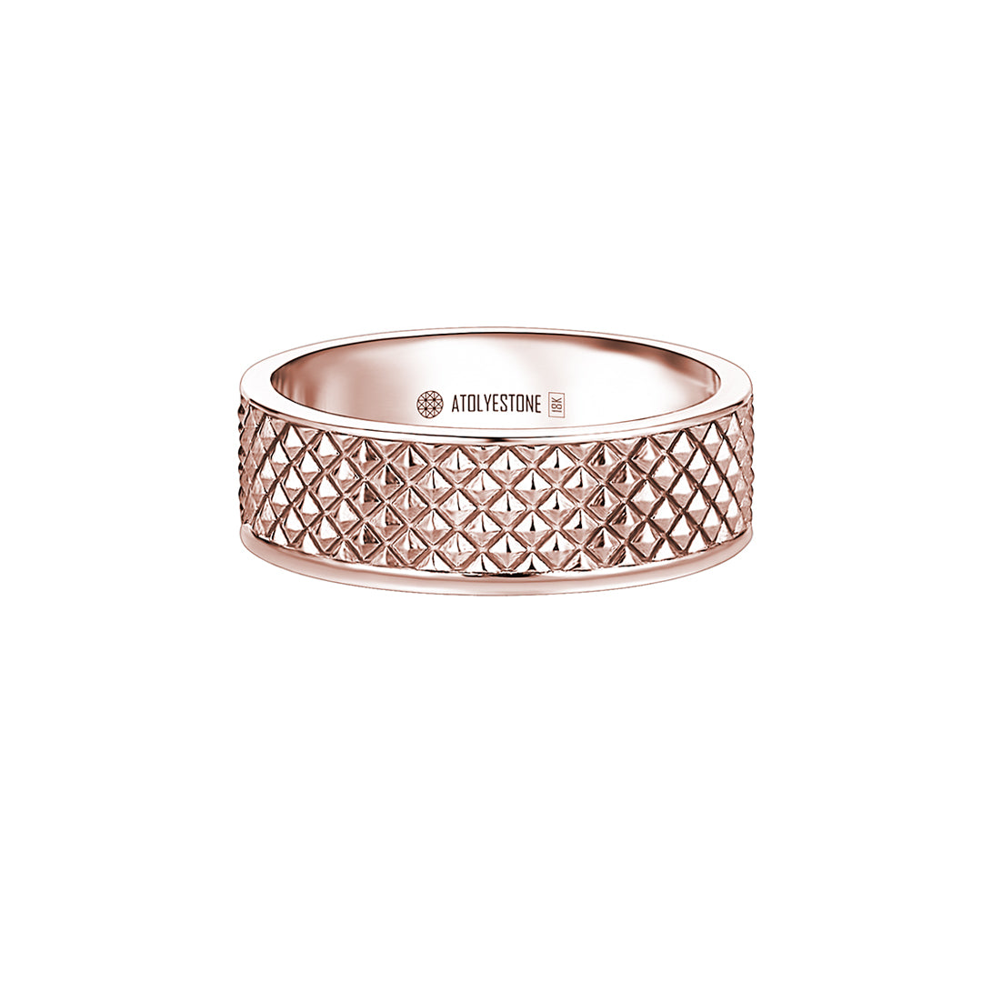 Men's Solid Rose Gold Pyramid Band Ring
