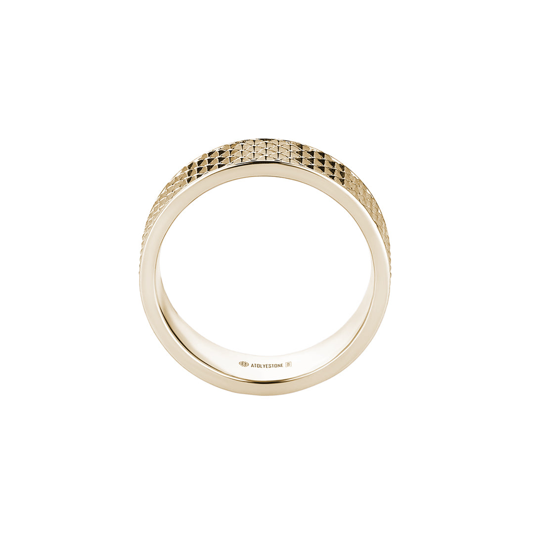 Men's 6.50mm Pyramid Wedding Band in Solid Yellow Gold