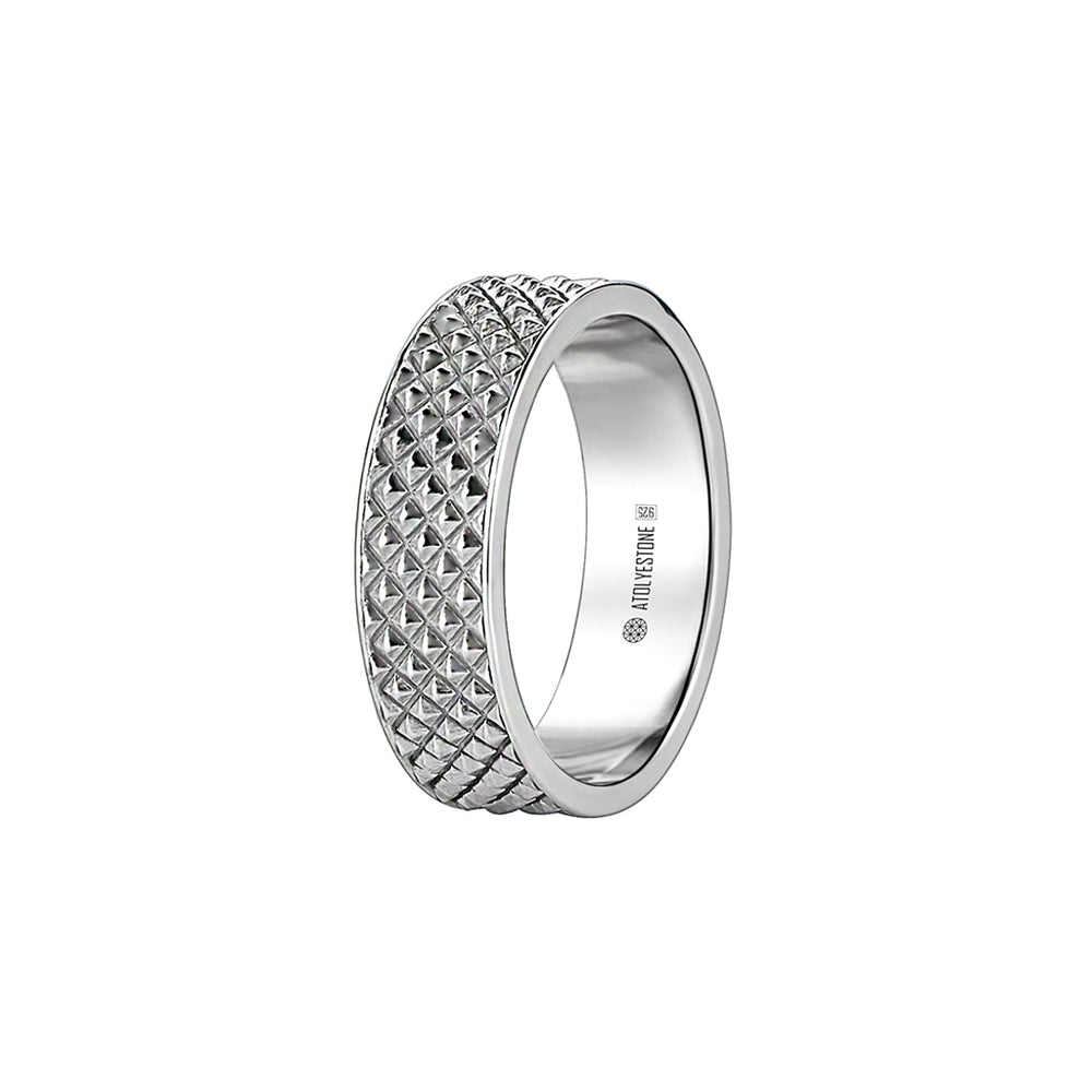 Men's Silver Band Ring With Pyramid Design - Atolyestone