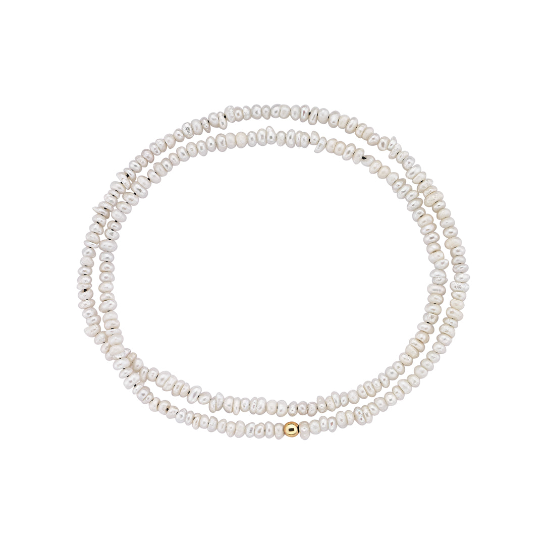 Men's Freshwater Seed Pearl Double Beaded Wrap Bracelet