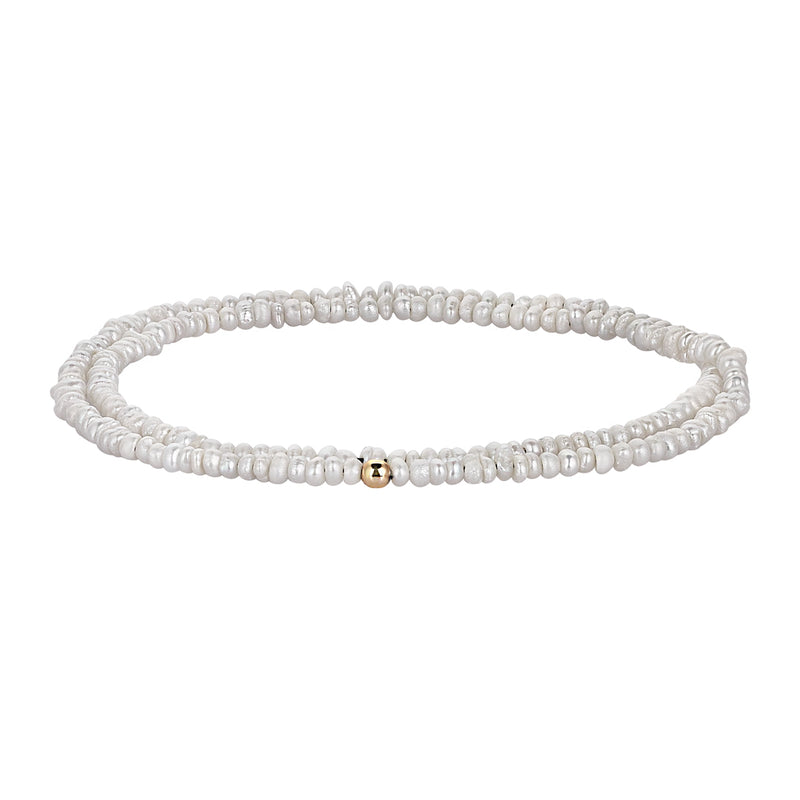 Men's Good Luster Seed Pearl Beaded Wrap Bracelet