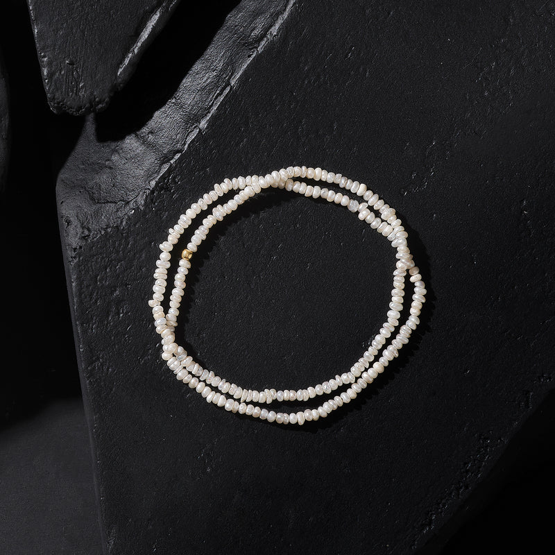 Freshwater Seed Pearl Double Beaded Bracelet for Men