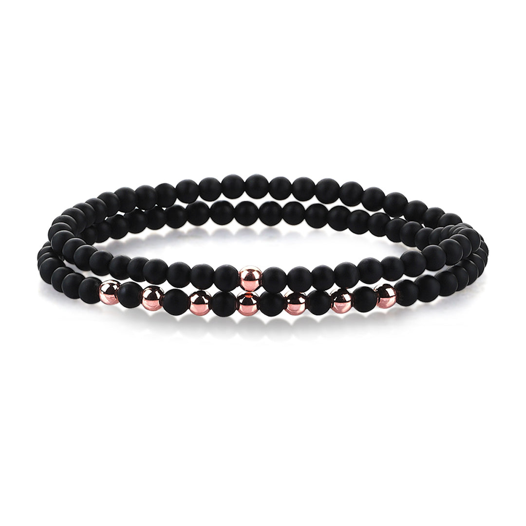 Mens Minimalist Double Beaded Bracelet
