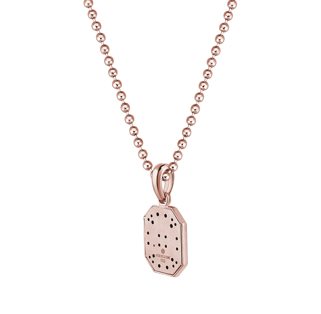 Men's Solid Gold Octagon Compass Necklace - Rose Gold