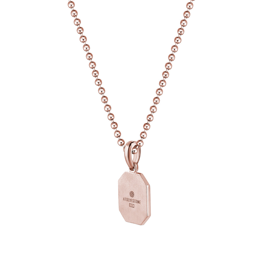 Men's Real Rose Gold Octagon Compass Necklace