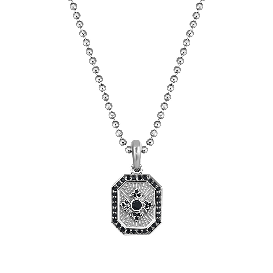 Men's 925 Sterling Silver Octagon Cross Pendant Paved with CZ