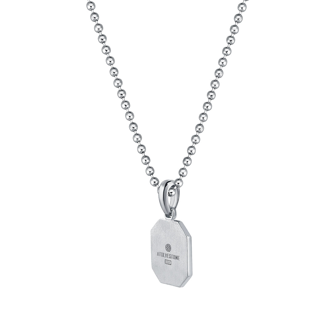 Men's Real White Gold Octagon Compass Necklace