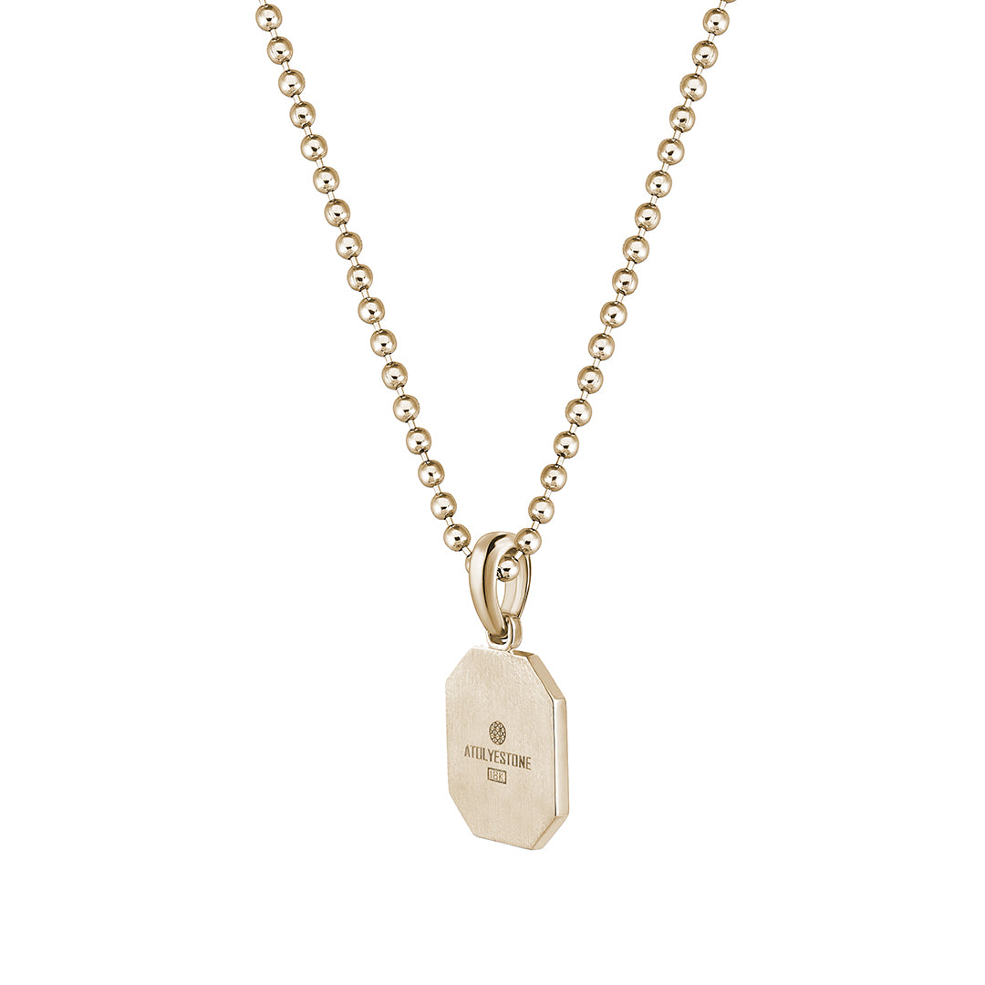Men's Solid Yellow Gold Octagon Compass Necklace