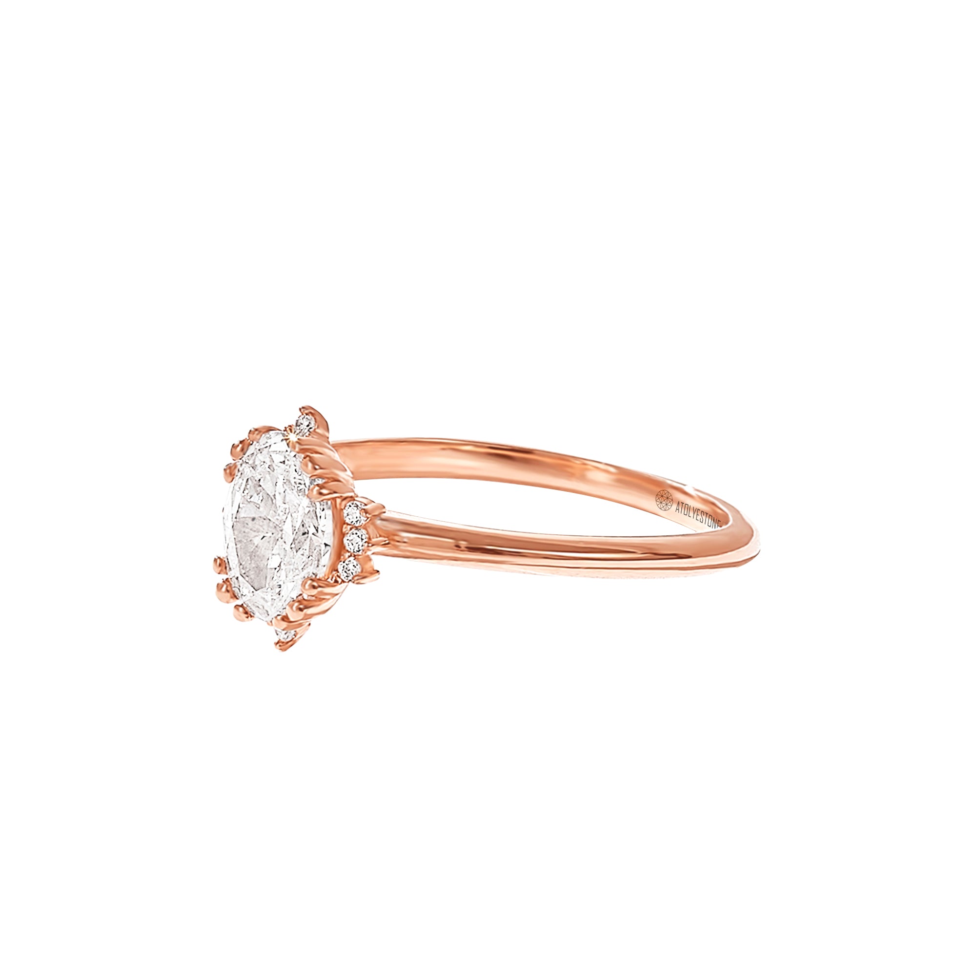 Oval Diamond Vintage Solitaire Engagement Ring in Gold
