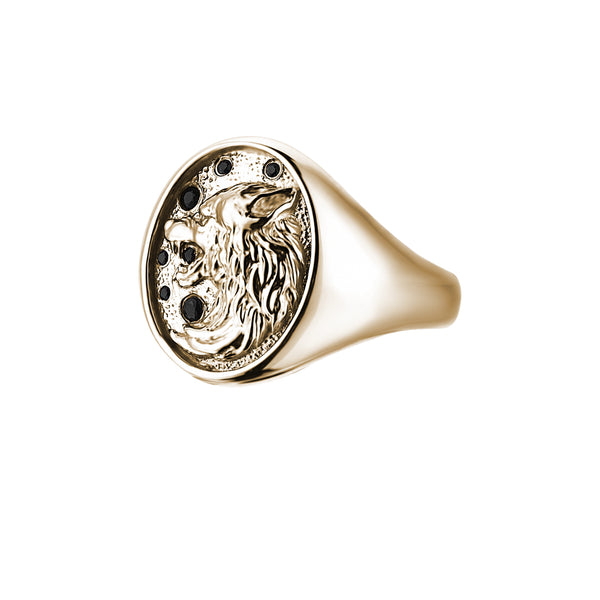 Oval Wolf Ring in Gold