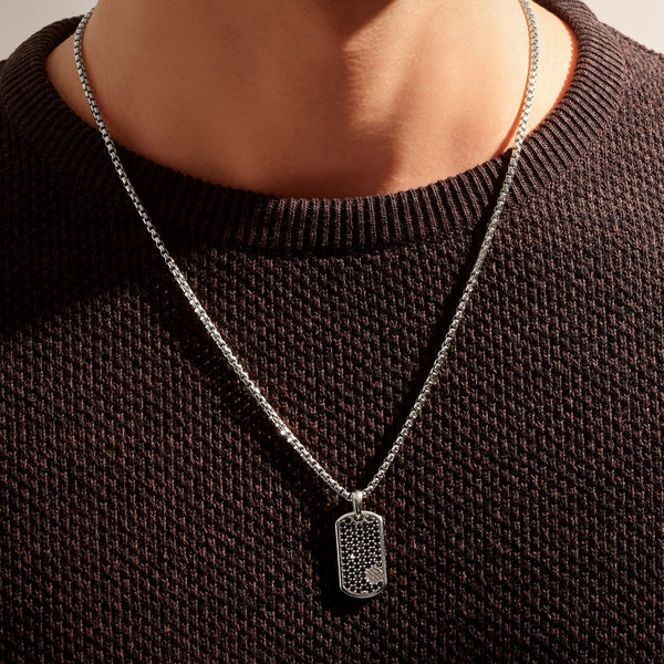 Pave Tag Necklace- Solid Silver (Pendant only)