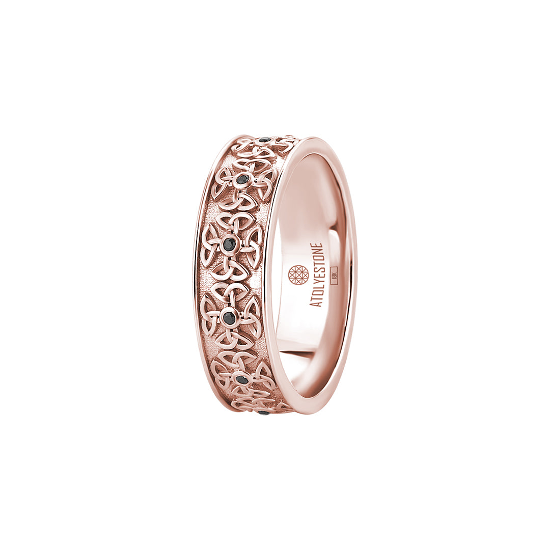Nen's Celtic Knot Wedding Band Ring in Real Rose Gold