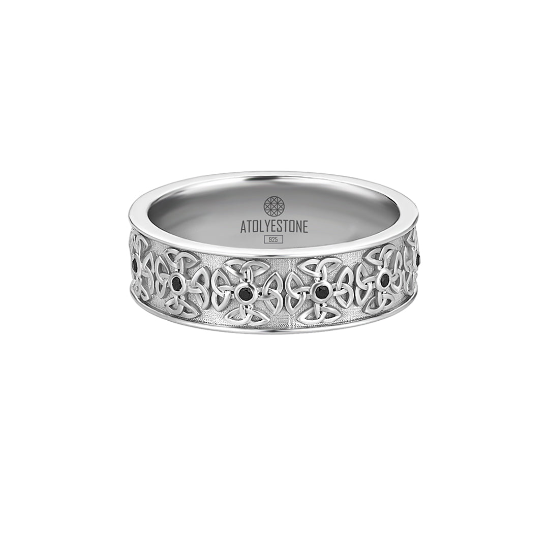 Men's 925 Sterling Silver Band Ring with Celtic Design