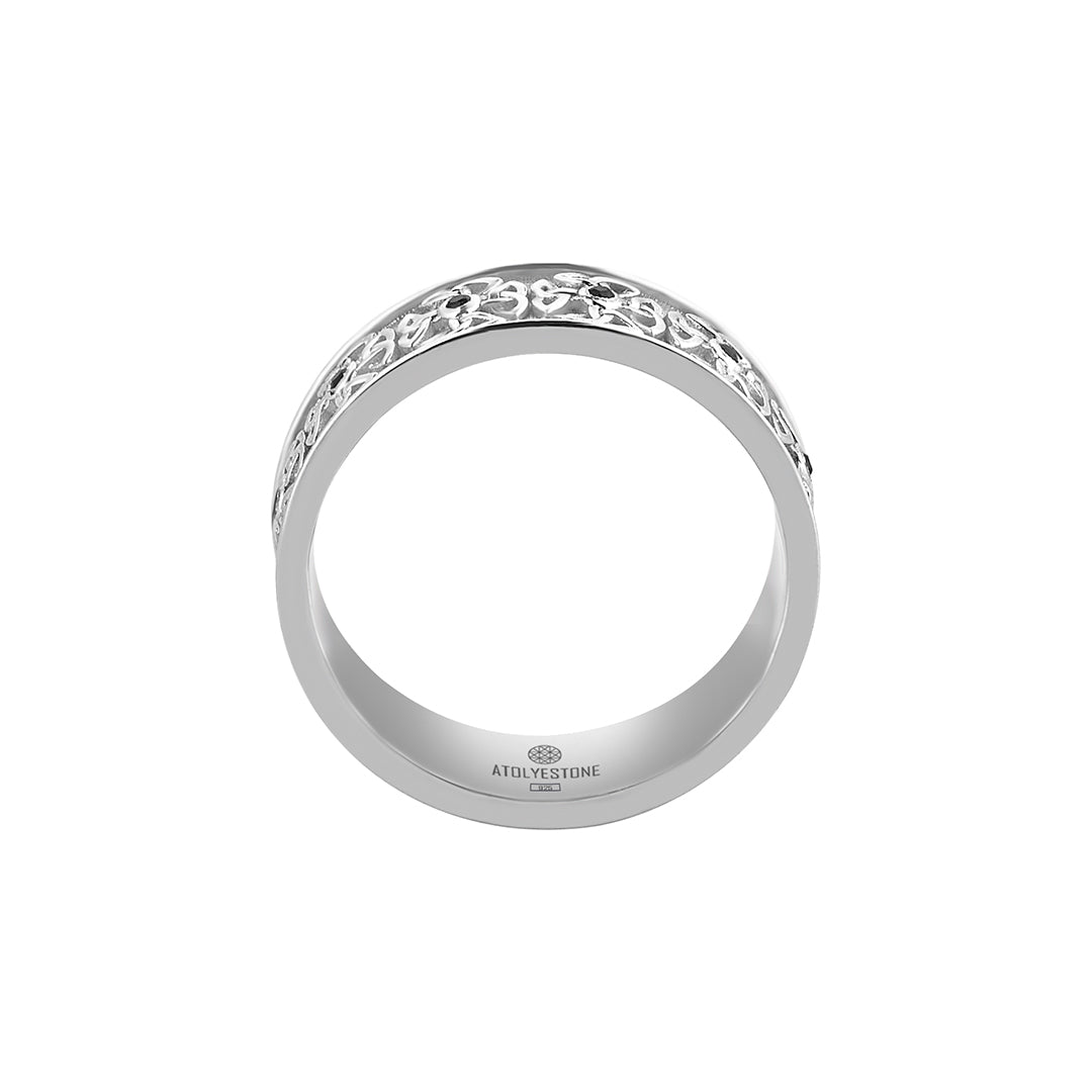 6.5mm Celtic Band Ring Paved with Black CZ Stones