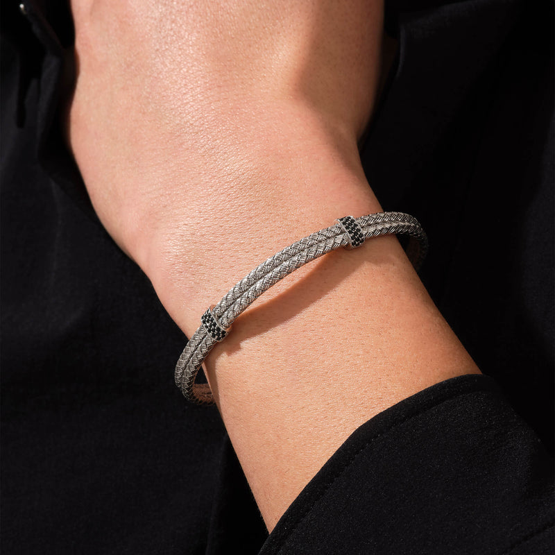 Pave Classic Bangle in Silver