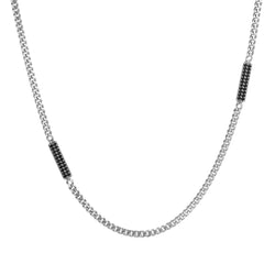Men’s 925 Sterling Silver Cuban Links Chain with Paved Tags