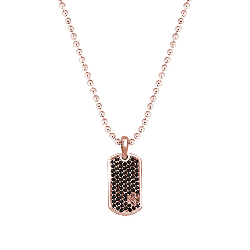 Pave Tag Necklace - Rose Gold