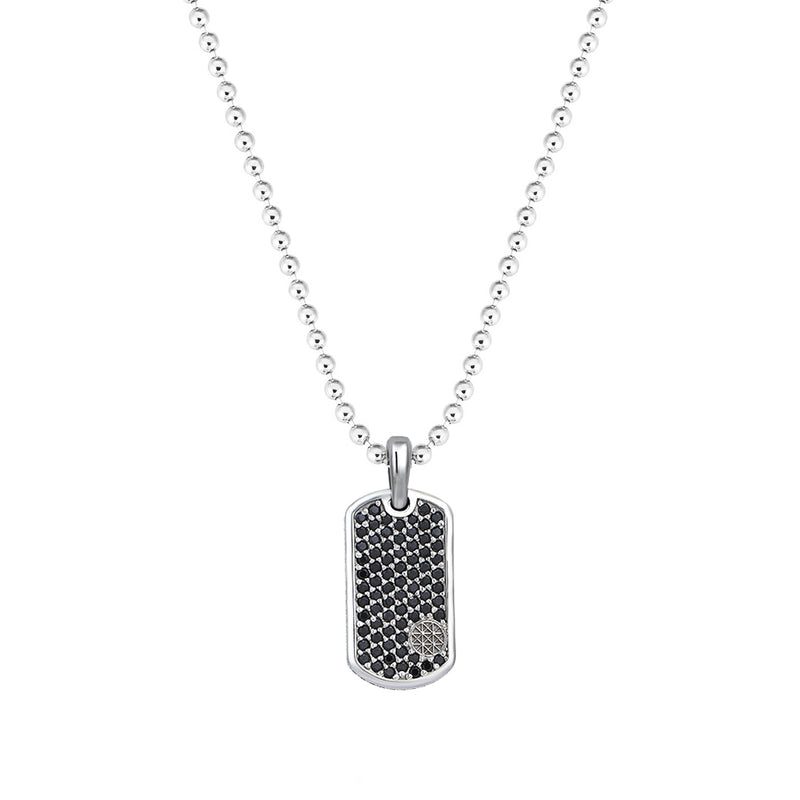 Pave Tag Necklace- Cubic Zirconia by Atolyestone