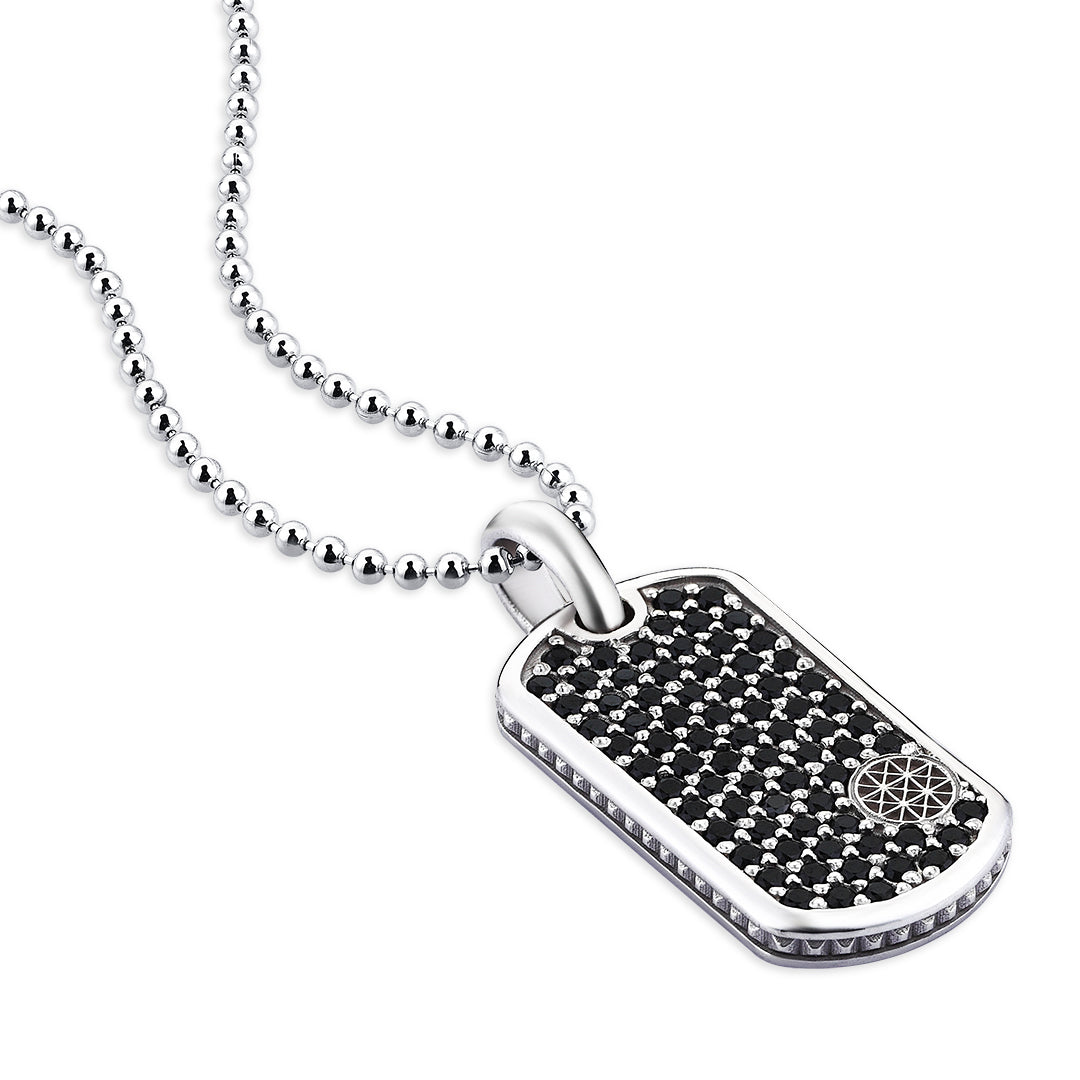 Pave Tag Necklace - Gold - White