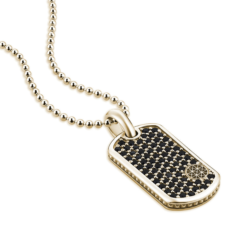 Pave Tag Necklace - Yellow Gold for Men