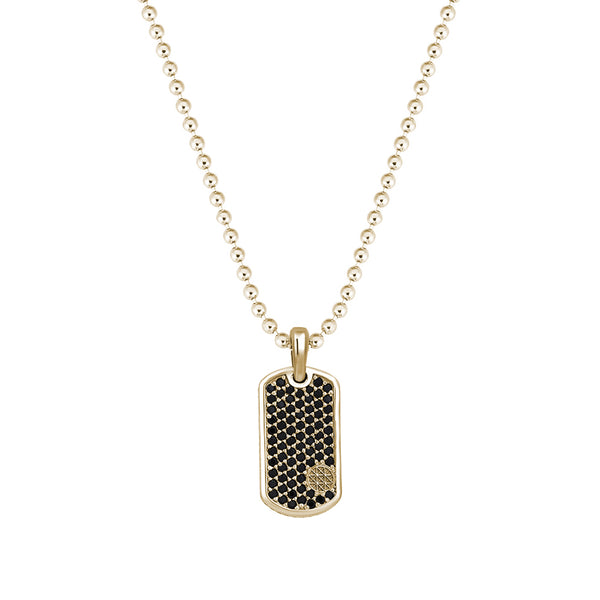 Pave Tag Necklace - Yellow Gold