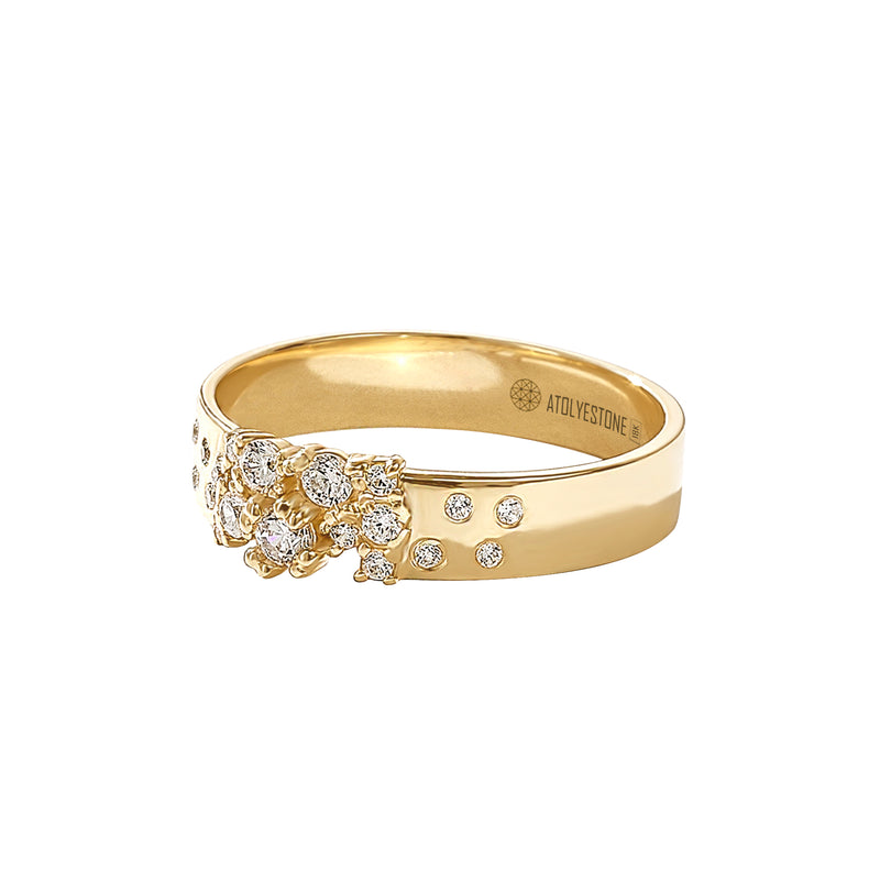 Women's 0.35ctw Diamond Cluster Real Yellow Gold Band Ring