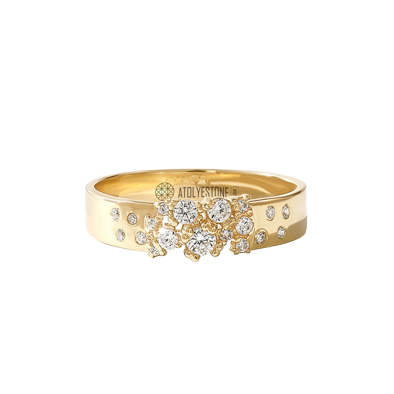 Women's 0.35ctw Diamond Cluster Solid Yellow Gold Band Ring