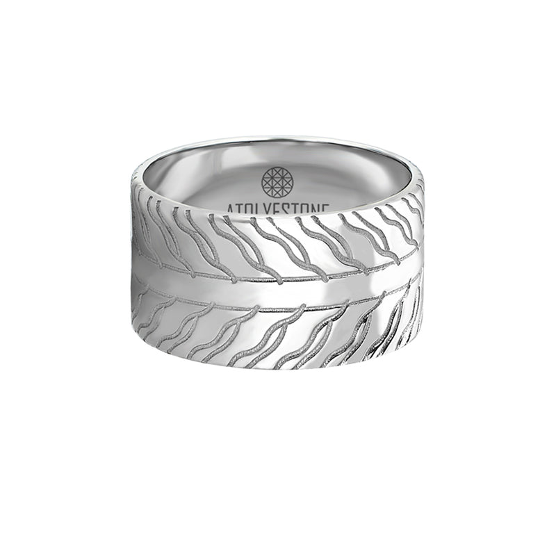 Men's 925 Sterling Silver Thick Tire Tread Ring