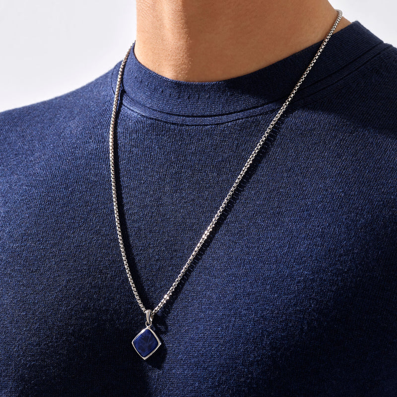 Created Padparadscha Sapphire Chevron Pendant Necklace for Men in Sterling  Silver | SN12078 | Peora