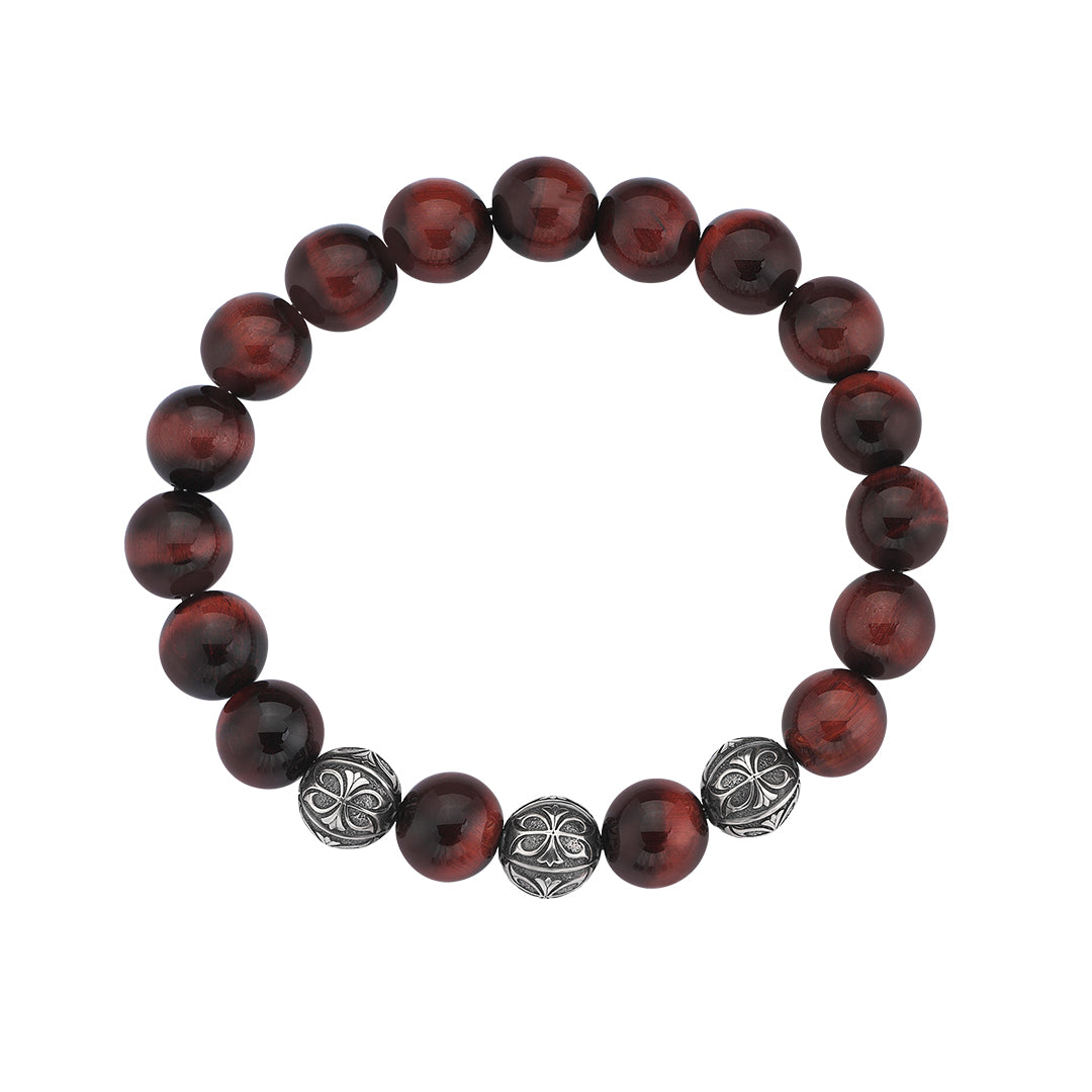 Natural Red Tiger Eye Beaded Bracelet for Men