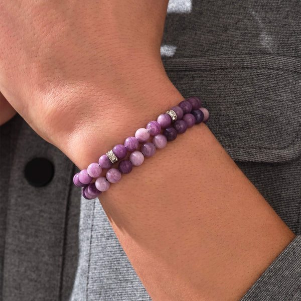 Purple Fluorite Double Beaded Bracelet