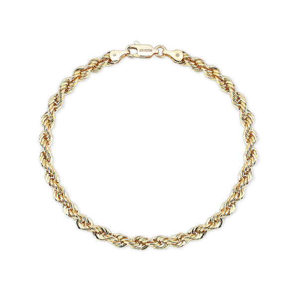 Men's Rope Chain Bracelet 14K Gold Atolyestone