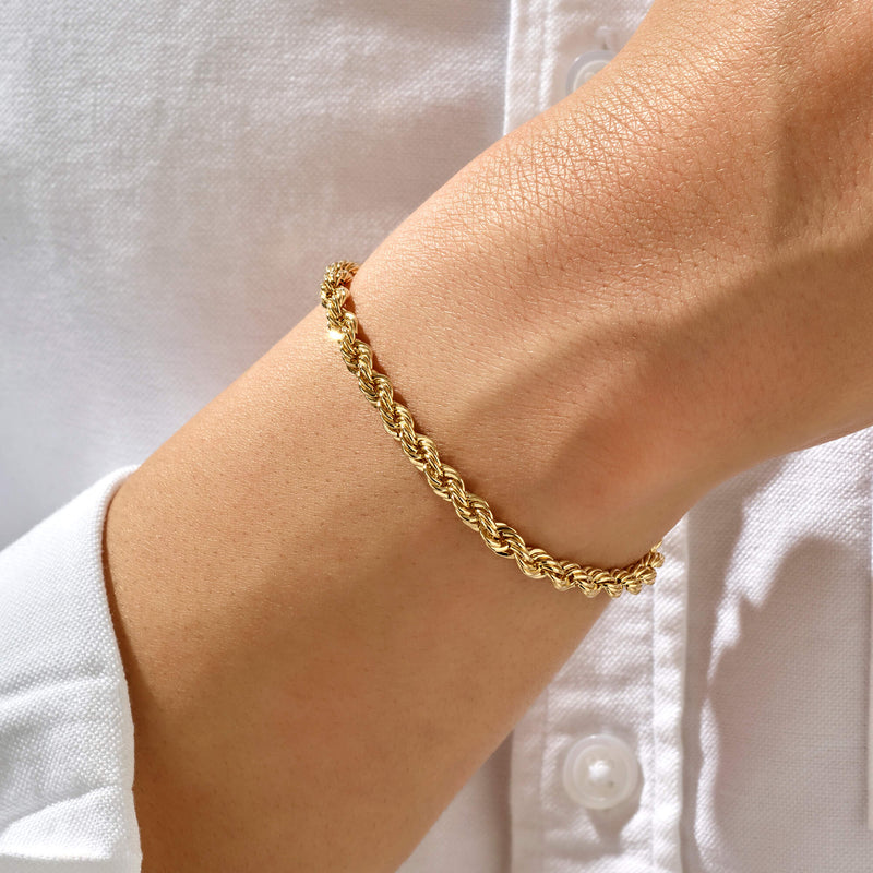 Buy 14k Yellow Gold Solid 3mm Diamond Cut Rope Chain Bracelet 7 9 at  Amazonin