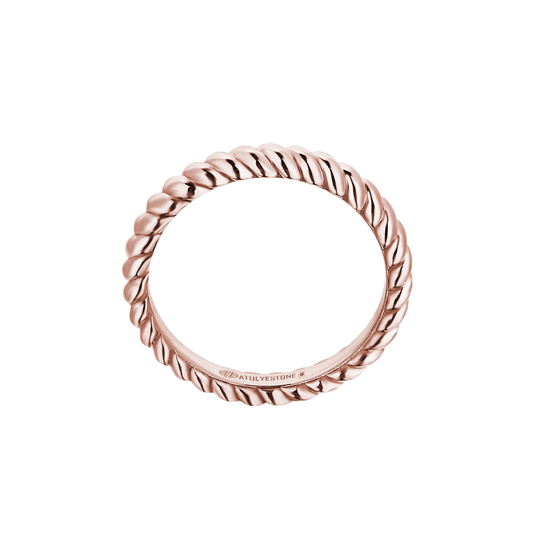 Men's Real Gold Rope Ring - Rose Gold