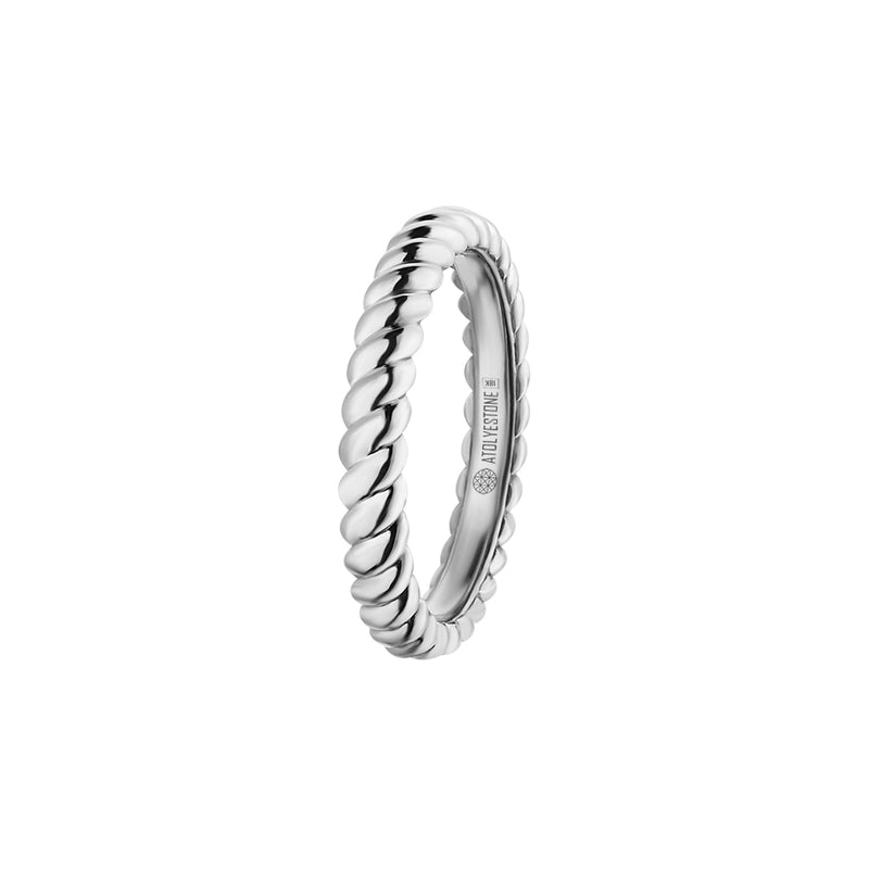 Real White Gold Twisted Rope Ring for Men