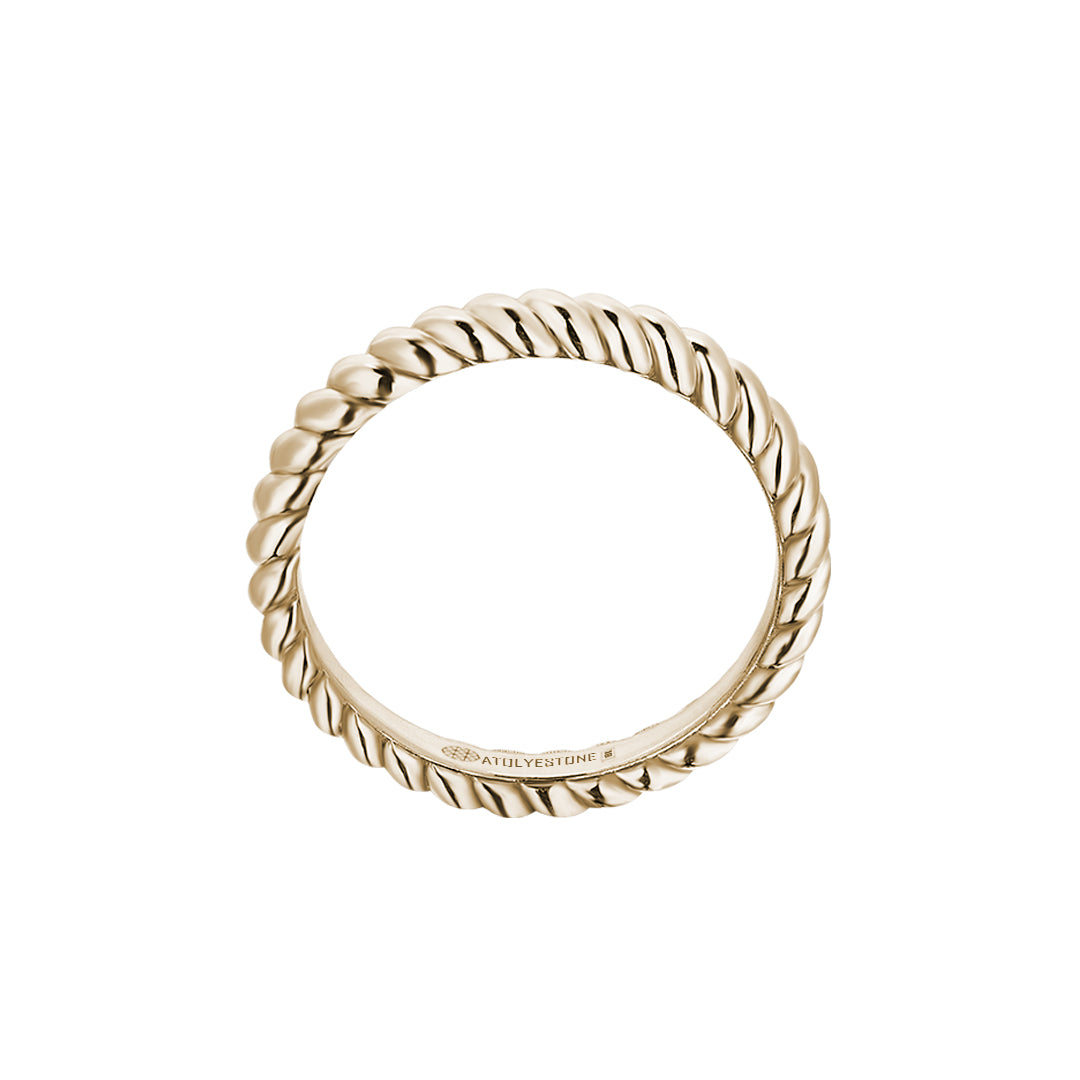 Men's Real Gold Rope Ring - Yellow Gold