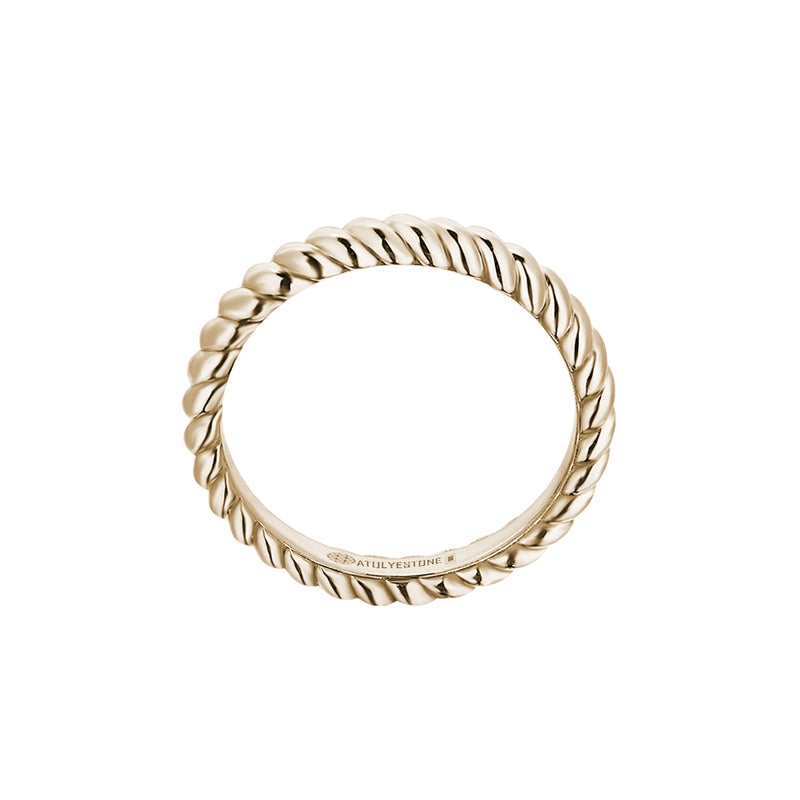 Men's Real Gold Rope Ring - Yellow Gold