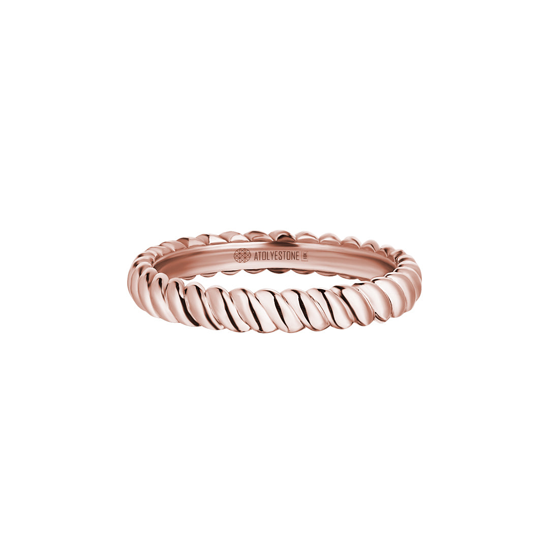 Men's Solid Rose Gold Rope Ring