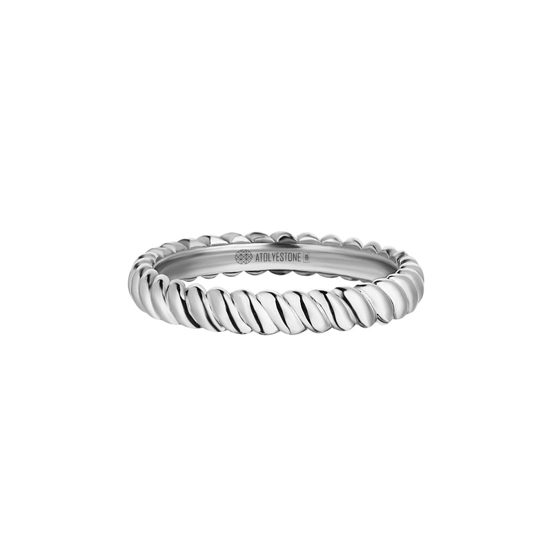 Men's Solid White Gold Rope Ring