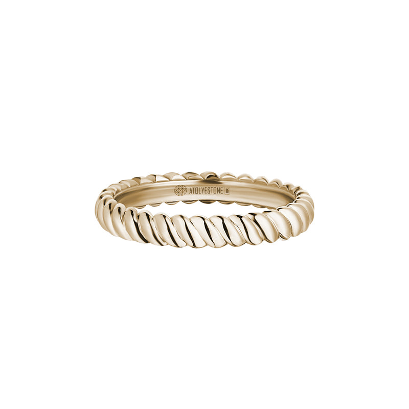 Men's Solid Yellow Gold Rope Ring