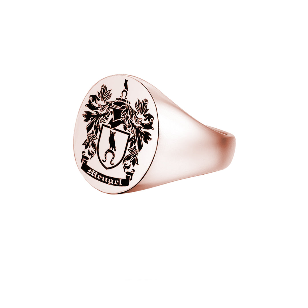 Carved Signet Round Ring Base for Family Crest - Rose Gold
