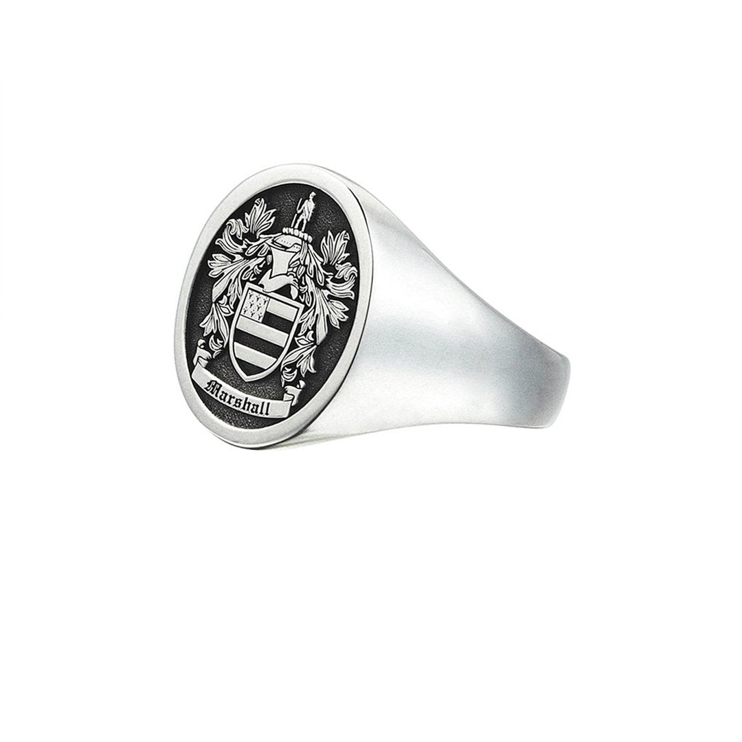 Signet Oval Ring Base For Family Crest- White Gold