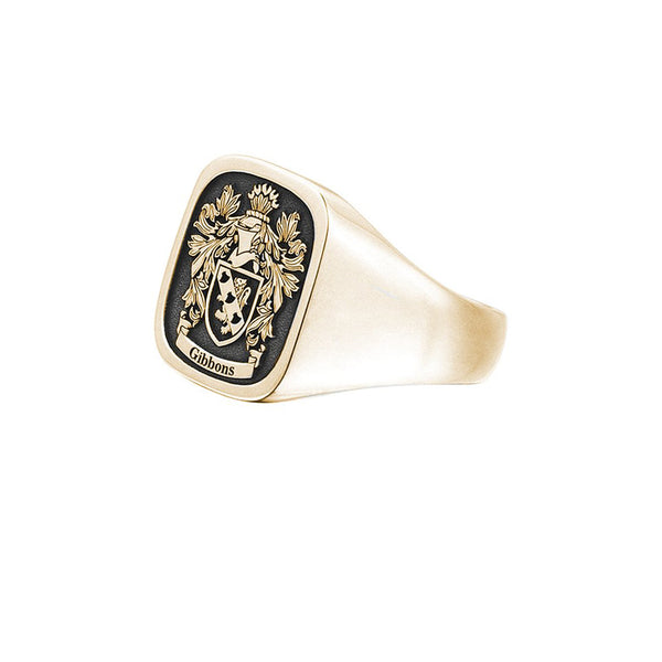 Signet Square Ring Base For Family Crest - Yellow Gold