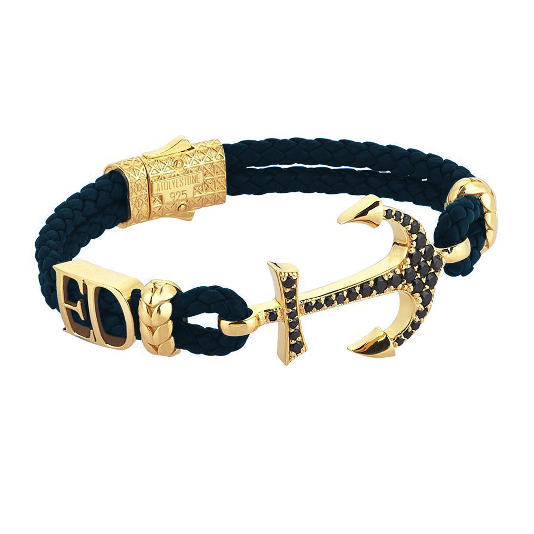 Statement Anchor Leather Bracelet